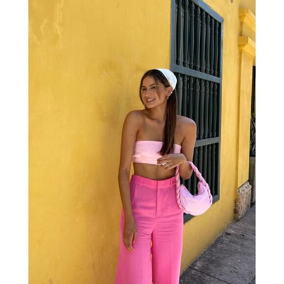 ZARA FLOWING WIDE-LEG TROUSERS Barbiecore Barbie Core - Picture 3 of 11